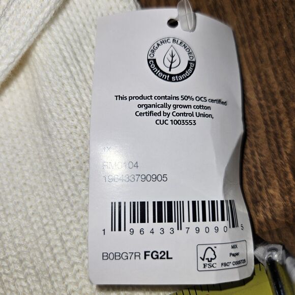 Amazon Essentials Womens 1x Eggshell White Funnel Neck Organic Sweater New - Picture 8 of 8